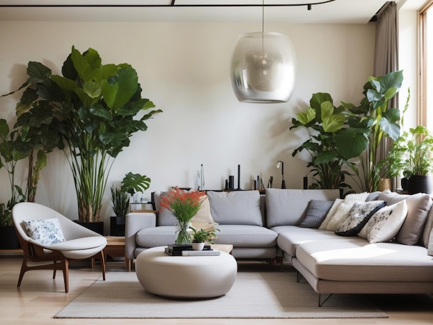 modern living room with plant