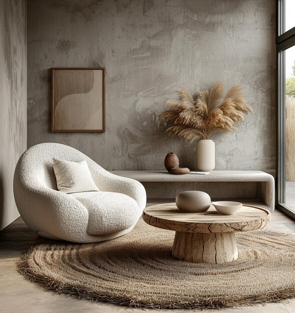 modern living room with round coffee table