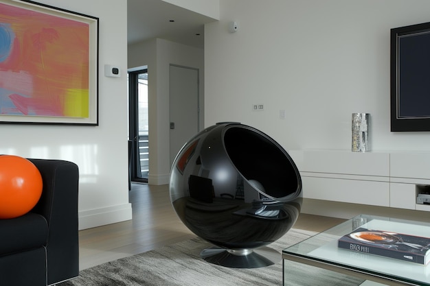 Foto salotto moderno con una poltrona nera elegante