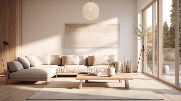 Premium AI Image | Modern living room with sunlight and minimalist ...