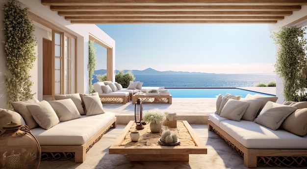 modern living room with view generativa IA