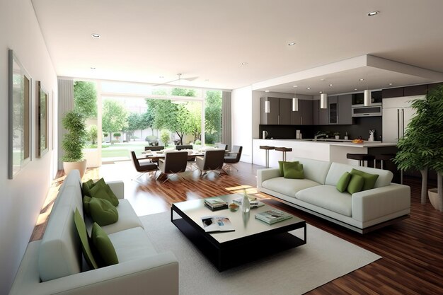 Photo modern living room with a white color scheme