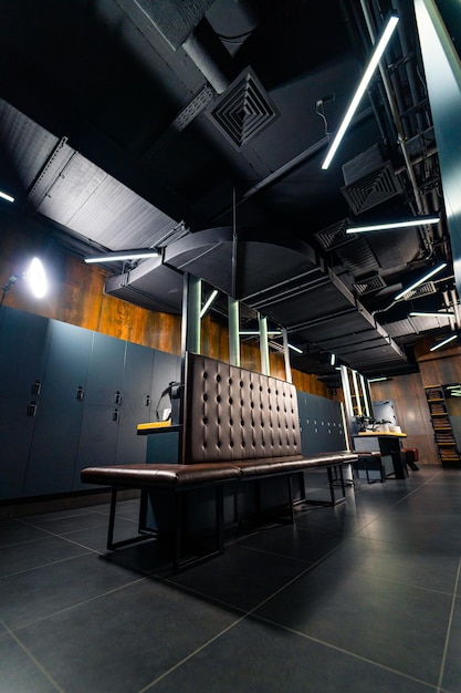 Modern locker room gym interior dark lockers in a changing room
vertical shot of the luxury and very clean dressing room in
european style