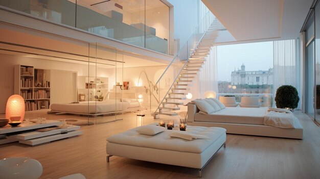 Modern loft apartment with elegant design clean interiors