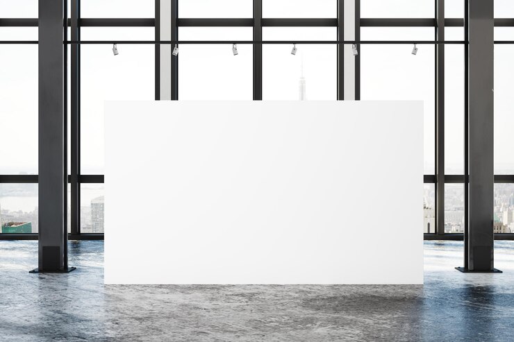 Modern loft gallery with empty poster