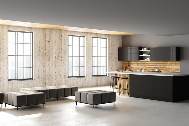 Modern loft kitchen interior