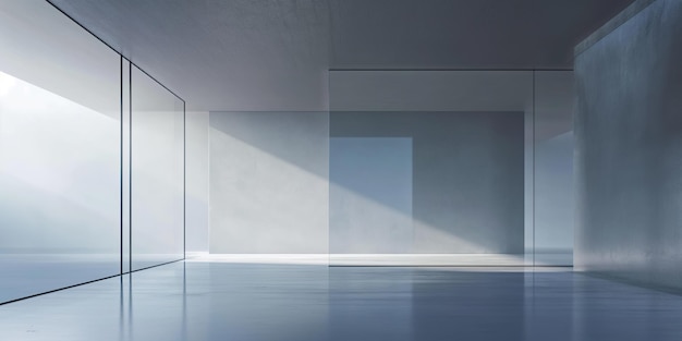 Modern loft living room grey wall and floor and light from window