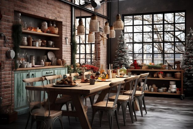 Modern Loft Style Christmas Kitchen Table Decoration Captivating 32 Aesthetic
