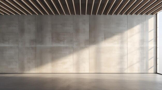 Modern loft style empty room with slatted ceiling 3D