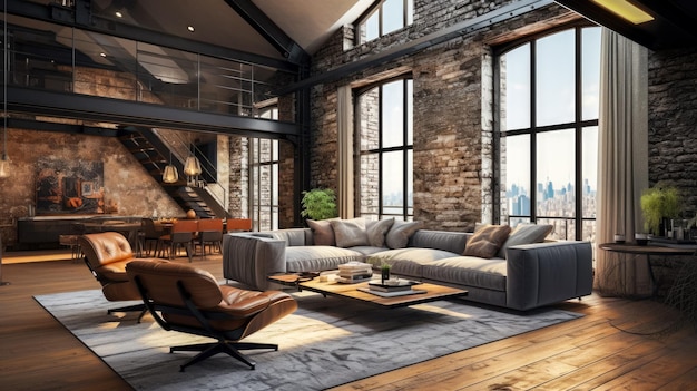 Modern loft woonkamer interieur