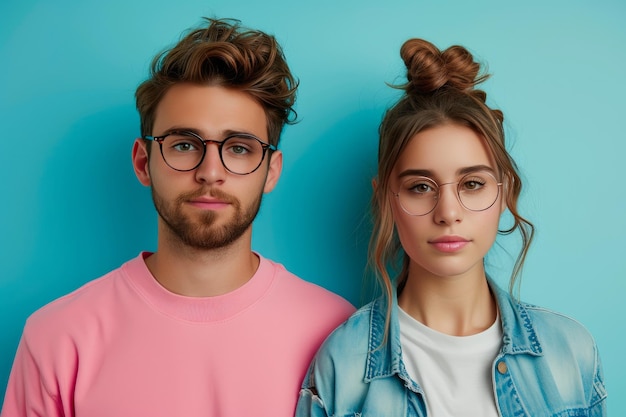 Modern Love Young Woman and Geeky Partner Portrait