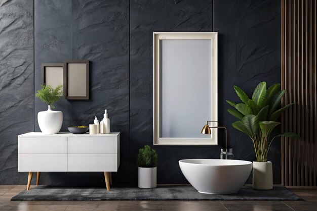 Photo modern and luxurious bathroom whiteboard mockup