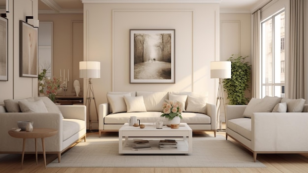 Foto moderno e lussuoso design degli interni del soggiorno