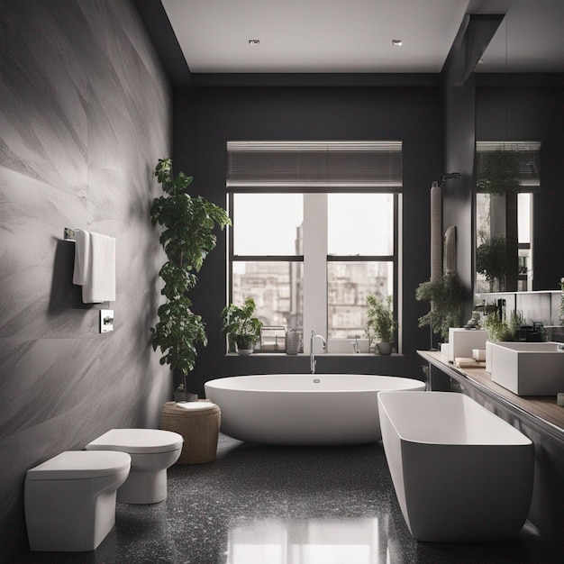 Photo a modern and luxury bathroom