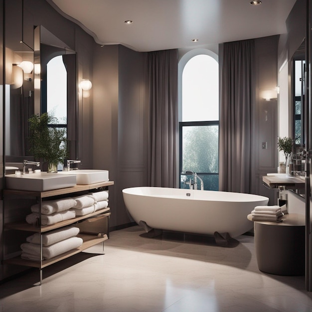 Photo a modern and luxury bathroom