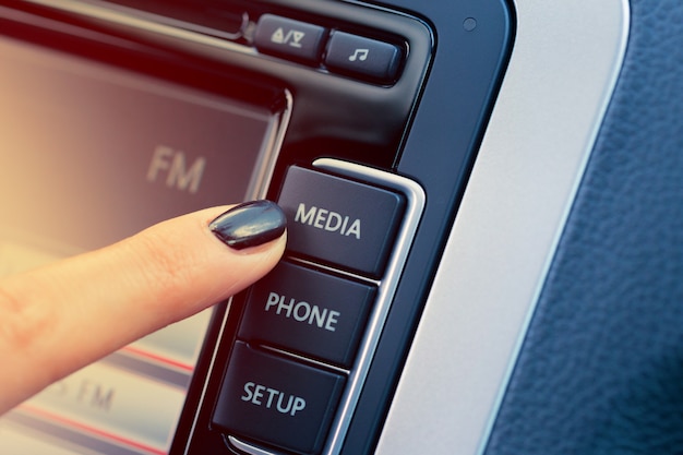 Modern luxury car dashboard with big display