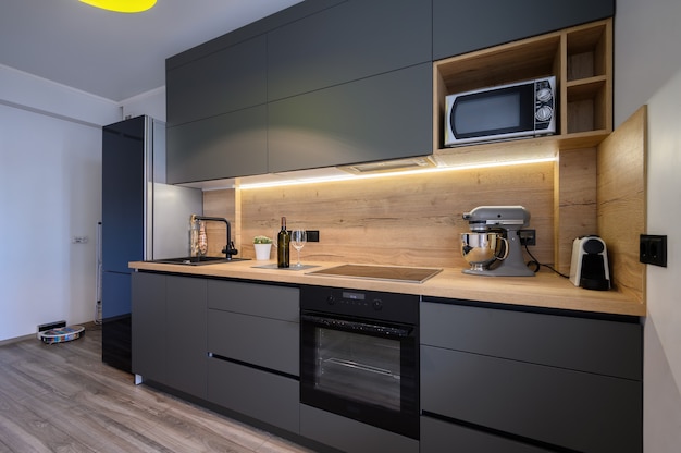 Modern luxury dark gray kitchen