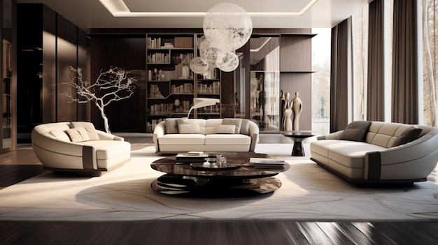 Modern luxury furniture adorns comfortable home interior