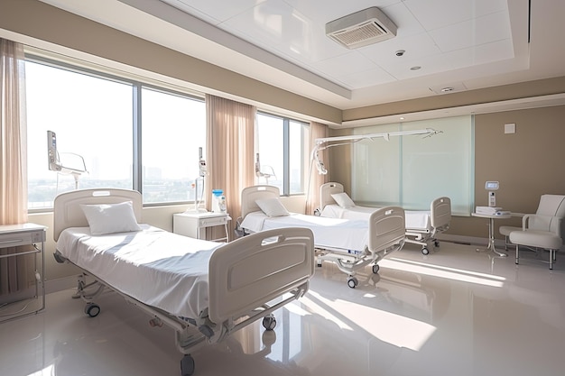 A modern luxury hospital room Interior of Modern Hospital Room Generative ai