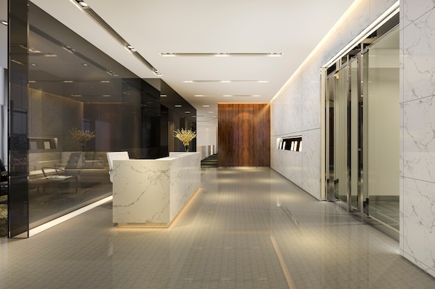 Modern luxury hotel and office reception and lounge