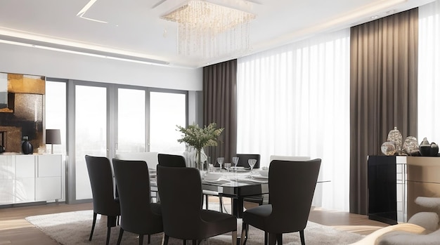 Modern luxury house drawing dinning room premium photo