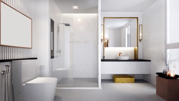 Modern luxury interior design of bathroom and toilet