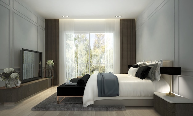 The modern luxury interior design of bedroom