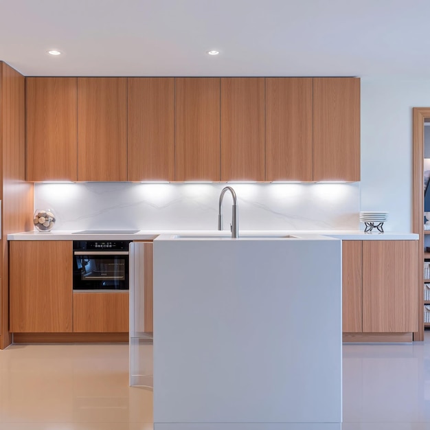 modern luxury kitchen interior in minimal scandinavian style