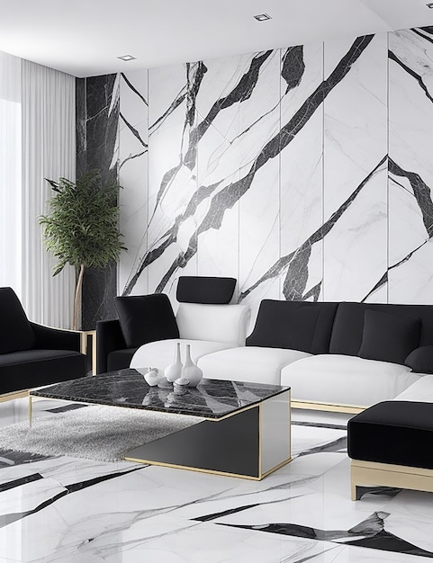 Modern luxury living room interior and decoration mock up furniture and black