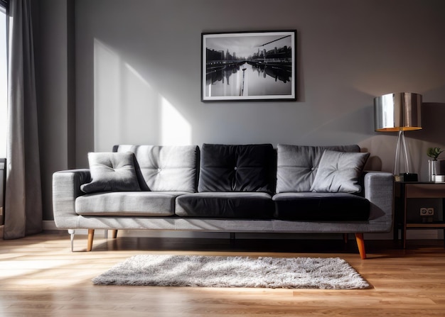 Современный и роскошный дизайн интерьера гостиной с современным диваном и мебелью для дома
