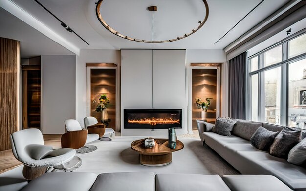 Modern luxury living room with minimalist furniture