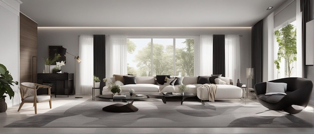 A modern and luxury living room with sofa and tv