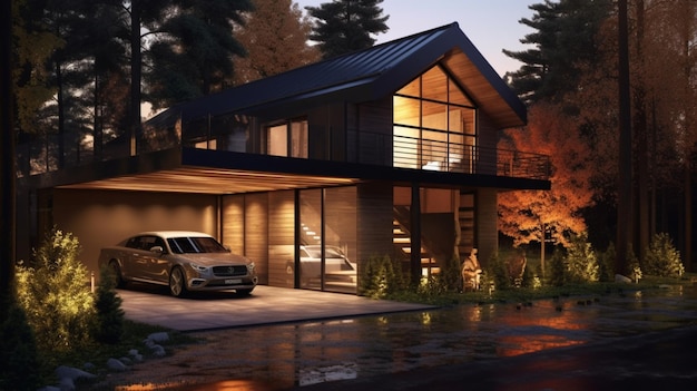 Modern luxury real estate house unique cottage isolated wallpaper AI Generated art