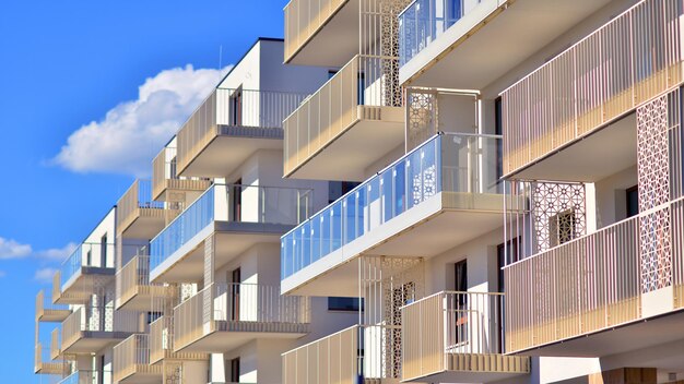 Modern luxury residential building modern apartment building on a sunny day