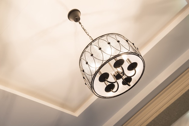 Modern luxury round chandelier hanging on the ceiling