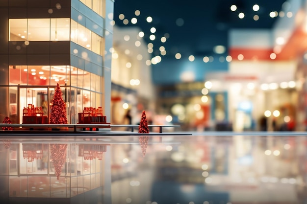Modern luxury shopping mall department store interior blur abstract defocused background with bokeh