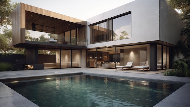 Modern luxury villa with swimming pool