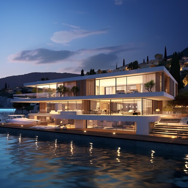 Photo modern luxury villa