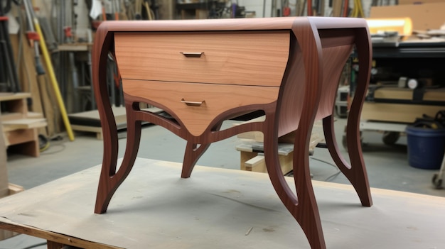 Modern Mahogany Nightstand With Unique Leg Design