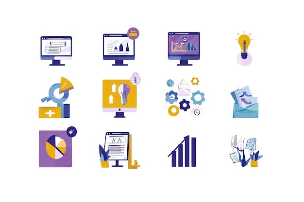 modern management concept set of icons illustration