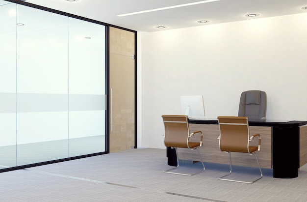 Modern manager office room interior, 3D rendering