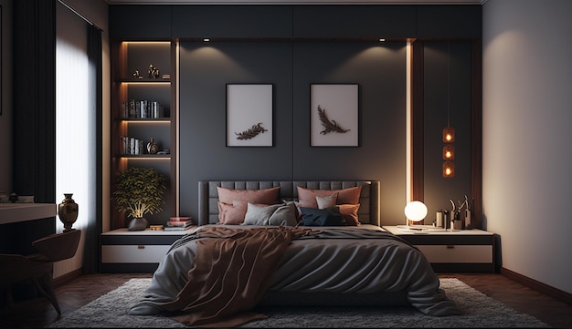 Modern master luxury bedroom interior design pictures AI Generated image