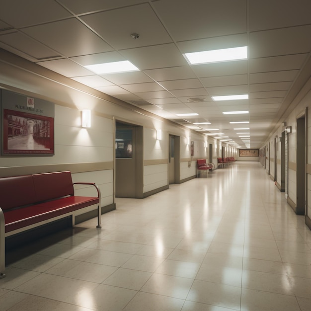 Photo modern medical clinic bright blurred background corridor spacious modern medical facility hospital new 3d render