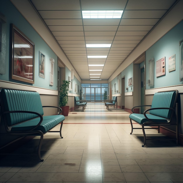 Foto clinica medica moderna sfondo sfocato luminoso corridoio spazioso struttura medica moderna ospedale nuovo rendering 3d