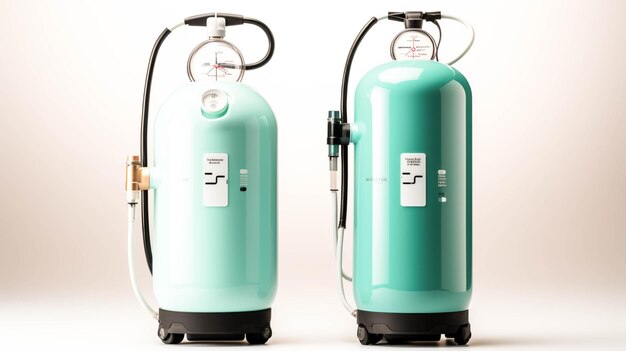 Photo modern medical equipment stationary or portable oxygen tanks