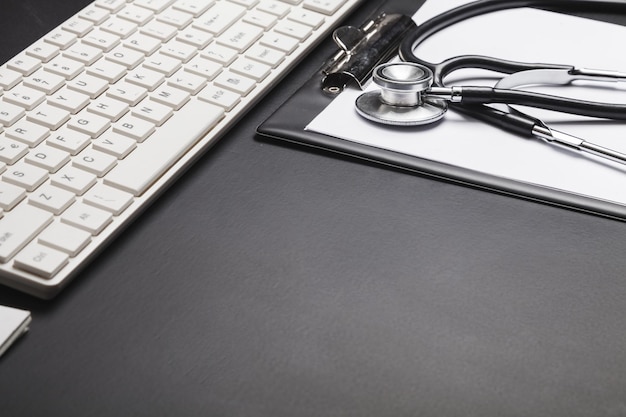 Modern medical equipment on table