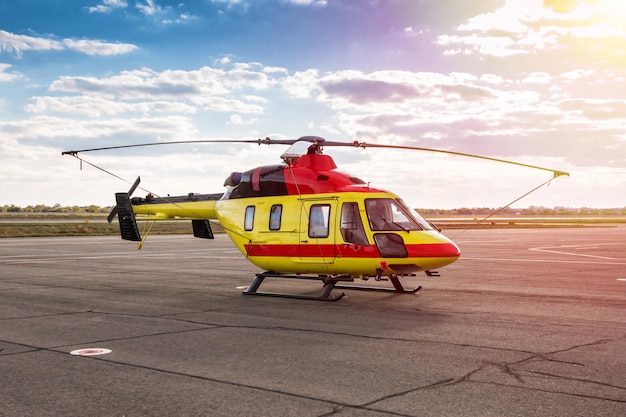 Modern medical helicopter at the helipad