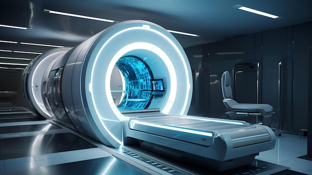 Photo a modern medical imaging facility with advanced mri and ct scanners