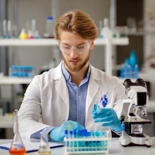 Modern Medical Science Laboratory scientist working with analyses