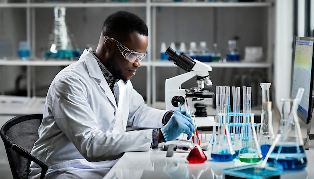 Modern Medical Science Laboratory scientist working with analyses